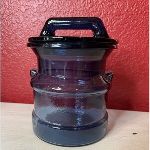 Vintage L E Smith Cobalt Blue Glass Milk Can Canister